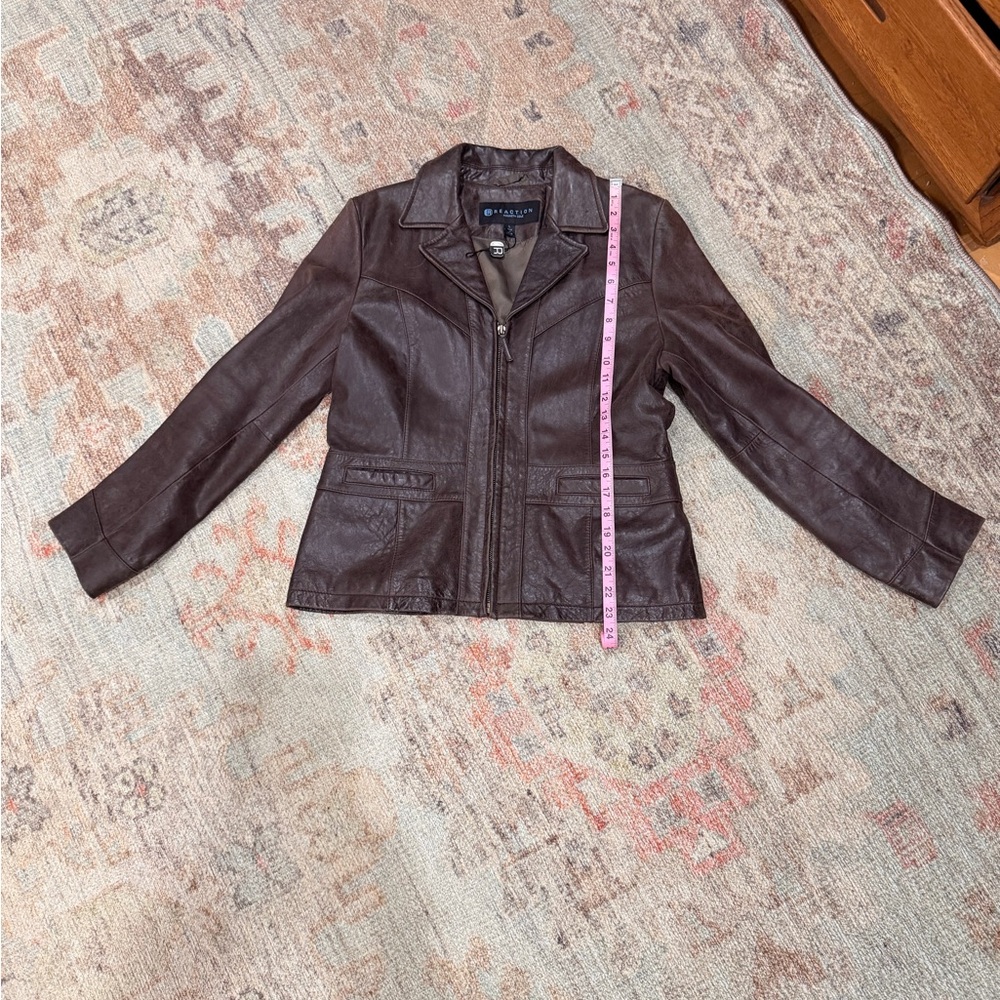 Kenneth Cole Dark Brown Leather Jacket for Women